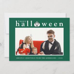 Spooky Jack-o'-lantern Happy Halloween 1 Photo Holiday Card