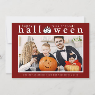 Spooky Jack-o'-lantern Happy Halloween 1 Photo Holiday Card