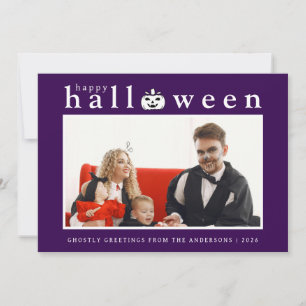 Spooky Jack-o'-lantern Happy Halloween 1 Photo Holiday Card