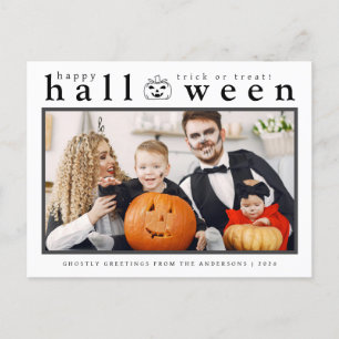 Spooky Jack-o'-lantern Happy Halloween 1 Photo Holiday Postcard