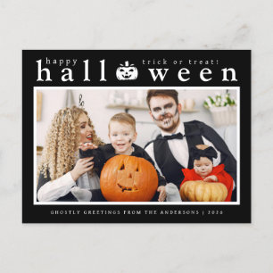 Spooky Jack-o'-lantern Happy Halloween 1 Photo Holiday Postcard