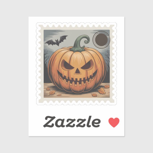 Spooky Jack-o'-Lantern Night Halloween Stamp (Sheet)
