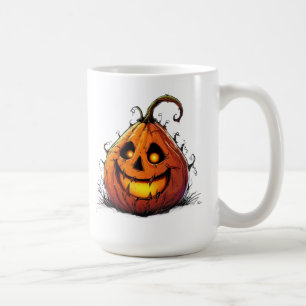 Spooky Jack O’Lantern Pumpkin with Glowing Eyes Coffee Mug