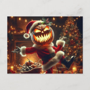 Spooky Jack-O-Lantern Santa Postcard