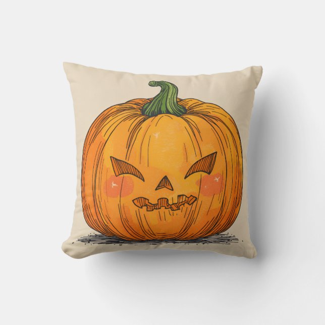 Spooky Jack O' Lantern Throw Pillow (Front)