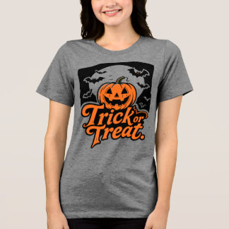 Spooky Jack-o'-Lantern Trick or Treat Halloween Tri-Blend Shirt