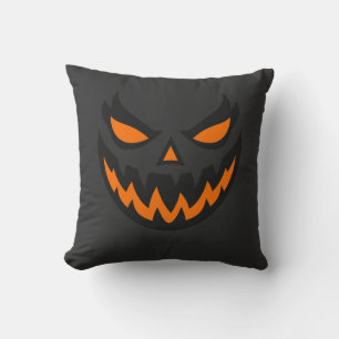 Spooky Jack O'Lantern Face Halloween Design Throw Pillow