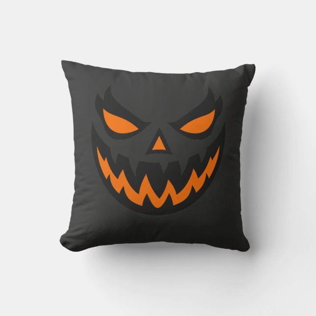 Spooky Jack O'Lantern Face Halloween Design Throw Pillow (Front)