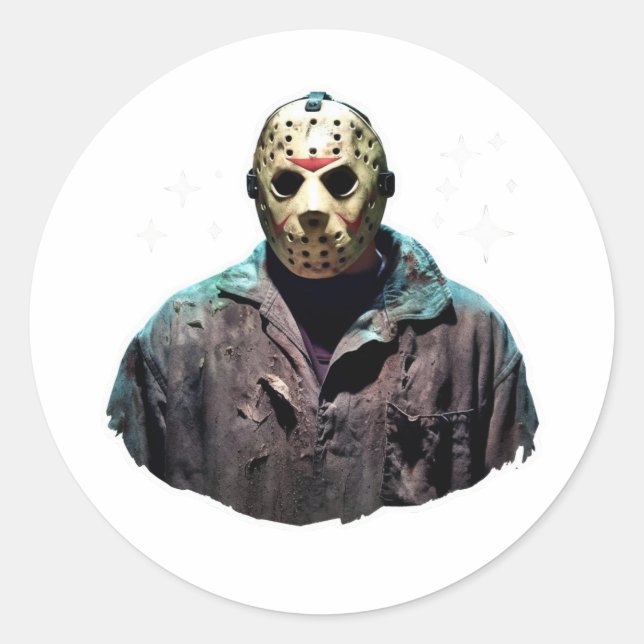 Spooky Jason Mask Sticker – Perfect for Horror Fan (Front)