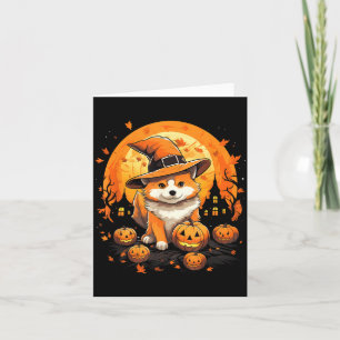 Spooky Jindo Dog Witch Halloween Card