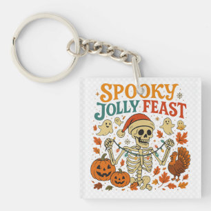 Spooky Jolly Feast Skeleton Halloween Keychain