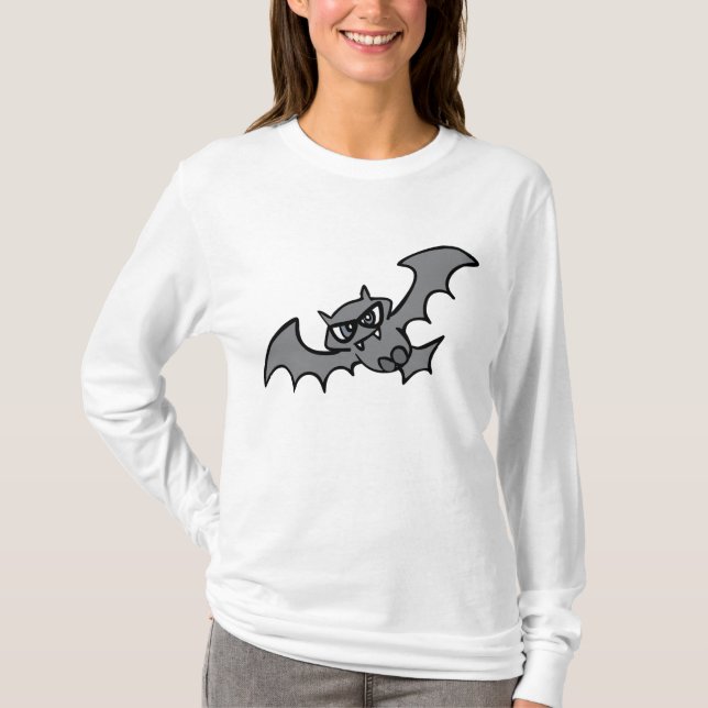 Spooky Kawaii Evil Vampire Bat T-Shirt (Front)