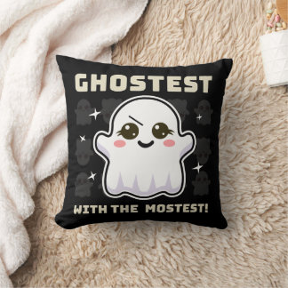 Spooky Kawaii Ghost Halloween Throw Pillow