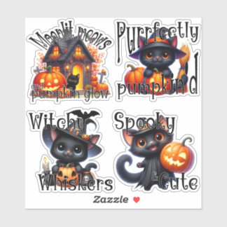 Spooky Kittens and Jack-o'-Lanterns Sticker Sheet