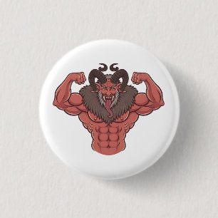 Spooky Krampus Christmas Flexing Muscle Fitness 1 Inch Round Button