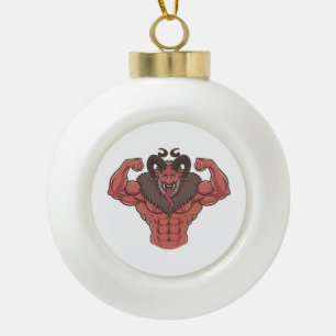 Spooky Krampus Christmas Flexing Muscle Fitness Ceramic Ball Christmas Ornament