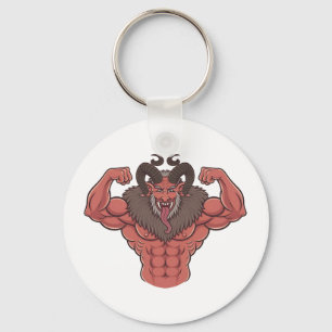 Spooky Krampus Christmas Flexing Muscle Fitness Keychain