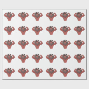 Spooky Krampus Christmas Flexing Muscle Fitness Wrapping Paper