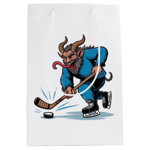 Spooky Krampus Playing Ice Hockey Christmas  Medium Gift Bag