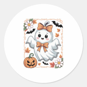 Spooky Lace Ghost Halloween Classic Round Sticker
