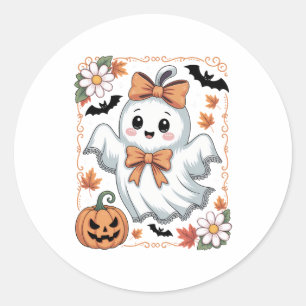 Spooky Lace Ghost Halloween Classic Round Sticker