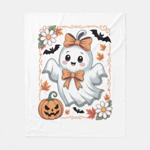 Spooky Lace Ghost Halloween Fleece Blanket