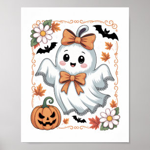 Spooky Lace Ghost Halloween Poster