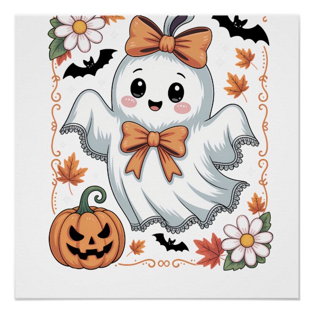 Spooky Lace Ghost Halloween Poster (Front)