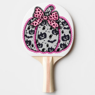 Spooky Lace Halloween Pumpkin Coquette Ping Pong Paddle