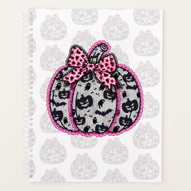 Spooky Lace Halloween Pumpkin Coquette Planner (Front)