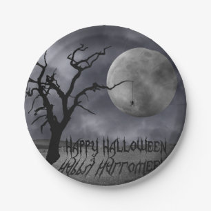Spooky Landscape Halloween Paper Plate