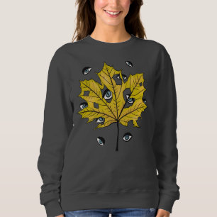 Spooky Leaf Creepy Eyes Weird Goth Sweatshirt