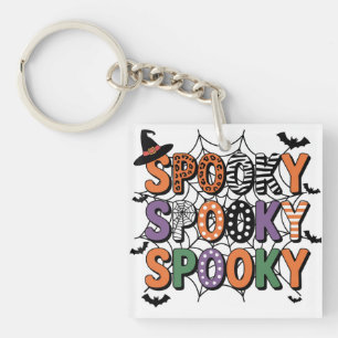  Spooky Lettering  Witch Hat and Bats Halloween  Keychain