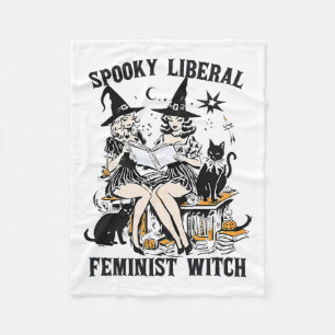 Spooky Liberal Feminist Witch Halloween Librarian Fleece Blanket