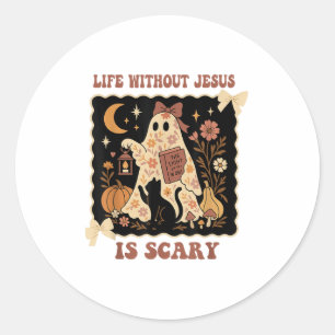 Spooky Life Is Scary Without Jesus Christian Hallo Classic Round Sticker