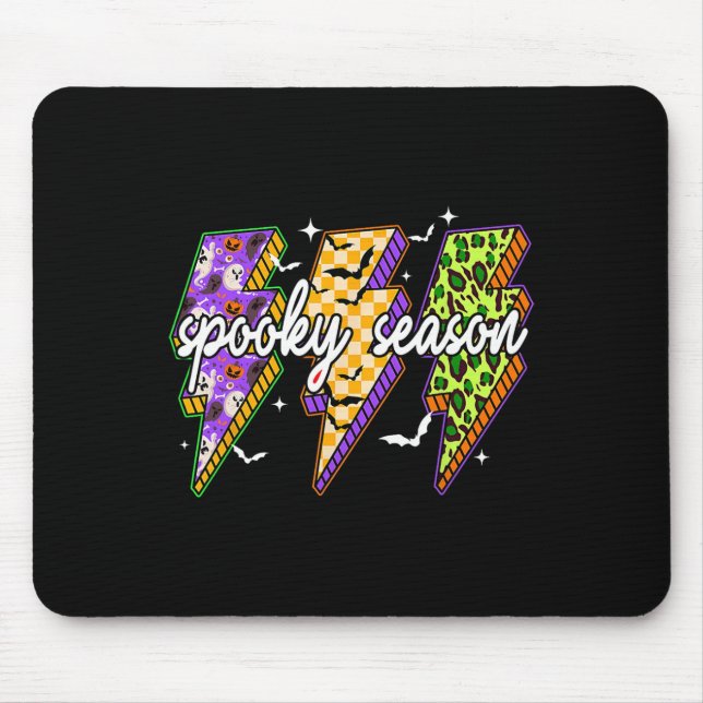 Spooky Lightning Bolt Funny Halloween Spooky Seaso Mouse Pad (Front)