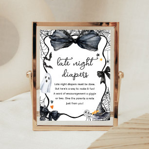 Spooky Little Boo Baby Shower Late Night Diapers Poster