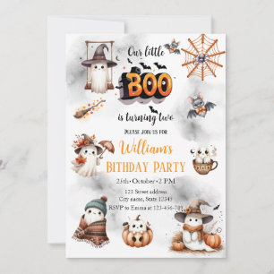 Spooky Little Boo is Turning Two 2nd Birthday Invitation