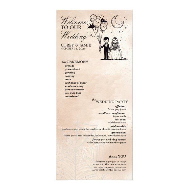 Spooky Little Couple Ceremony Program (Front)