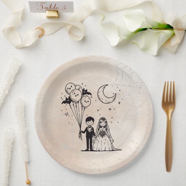 Spooky Little Couple Paper Plate (Wedding)