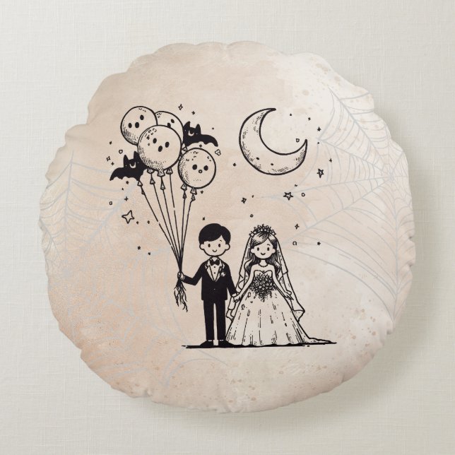 Spooky Little Couple Round Pillow (Front)