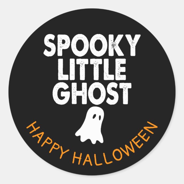 Spooky Little Ghost Happy Halloween Family Party Classic Round Sticker (Front)