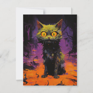 Spooky Little Halloween Cat Postcard