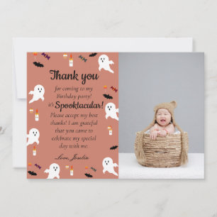 Spooky little kids halloween 1st birthday thank you card