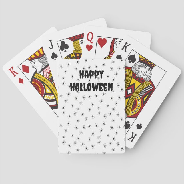 Spooky Little Spiders All Over Halloween Playing Cards (Back)