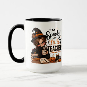 Spooky Little Teacher Black Accent Halloween Mug