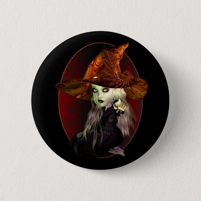 Spooky Little Witch 2 Inch Round Button (Front)