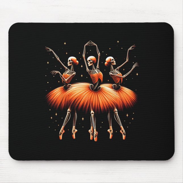 Spooky Llerina Skeleton Dance Funny Halloween Llet Mouse Pad (Front)