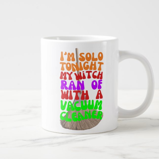 Spooky Love Lost: Witches Ride Vacuums Halloween Large Coffee Mug (Right)