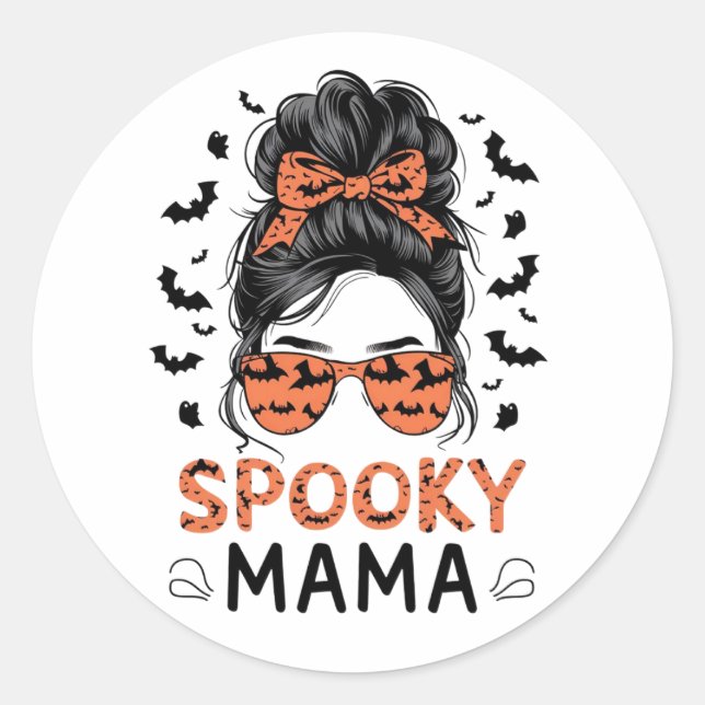SPOOKY MAMA CLASSIC ROUND STICKER (Front)